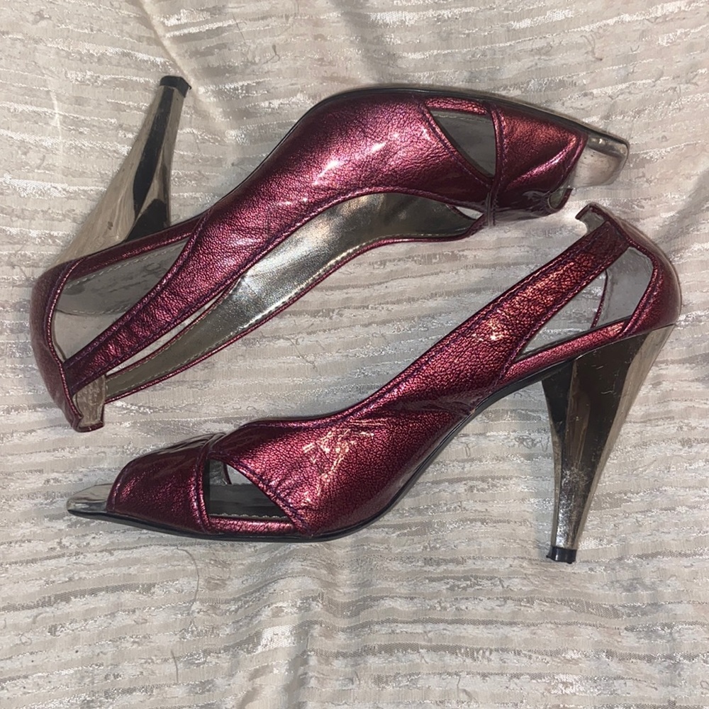 Peep toe purple heels